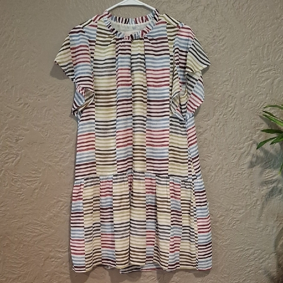LOFT Striped Dress with Multicolor Hues - Picture 1 of 7